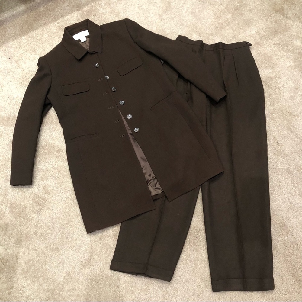 Brown Wool Pant Suit, Size 10